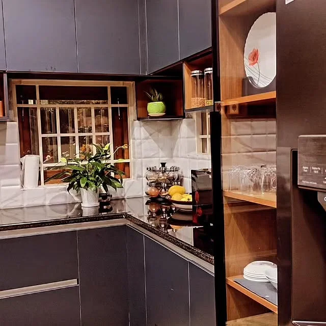 Executive office cabin interior with glass walls