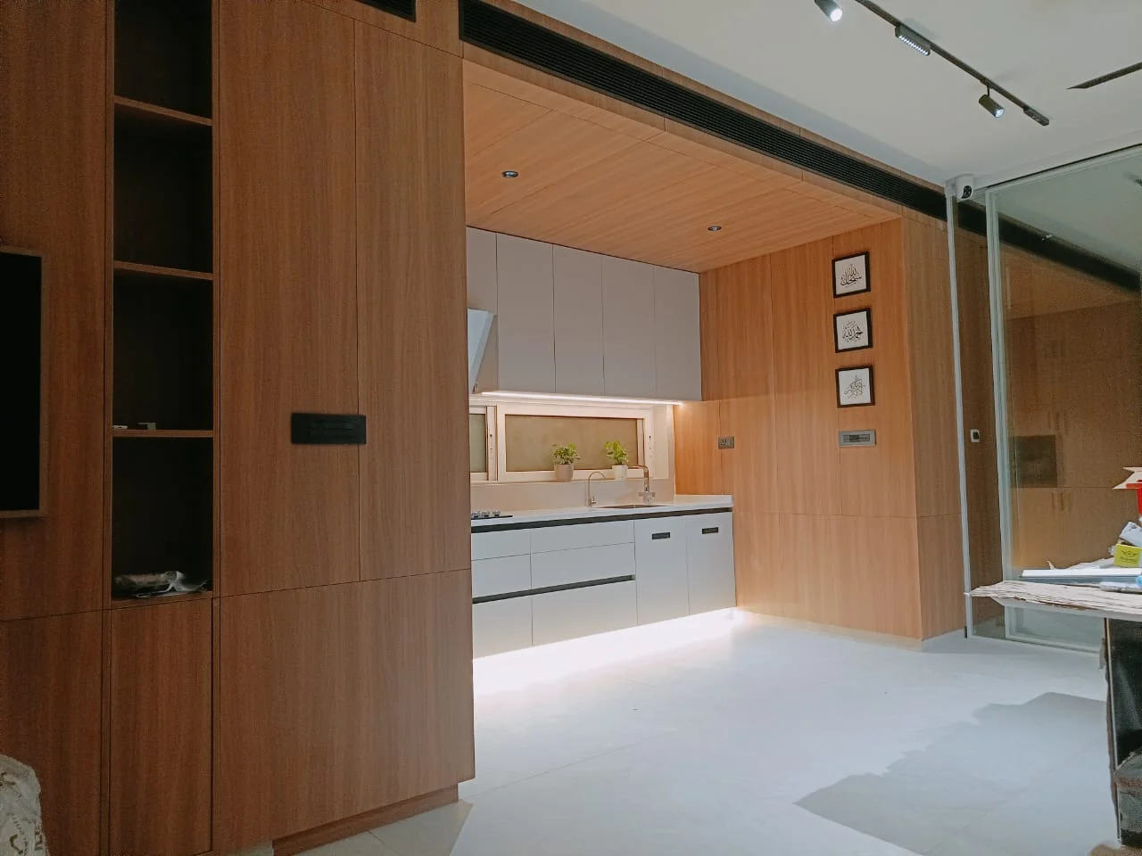 Modular kitchen with built-in appliance integration